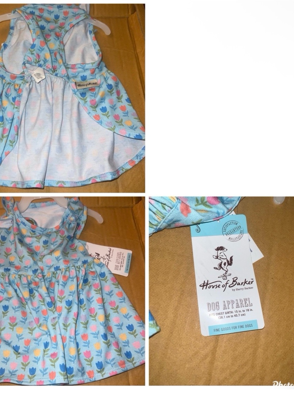 Floral Blue Dog Dress - Light Blue Tulip Print